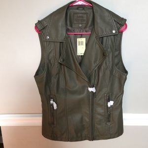 Max Edition Leather Olive Vest